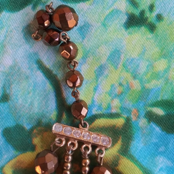 1950s Copper Crystal Multi Strand Necklace - Picture 8 of 9